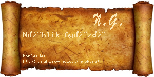 Náhlik Győző névjegykártya